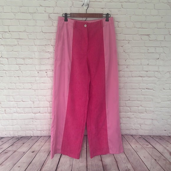 BARBIECORE PATCHWORK CORDUROY WIDE LEGGED PANTS SIZE LARGE - Picture 2 of 10